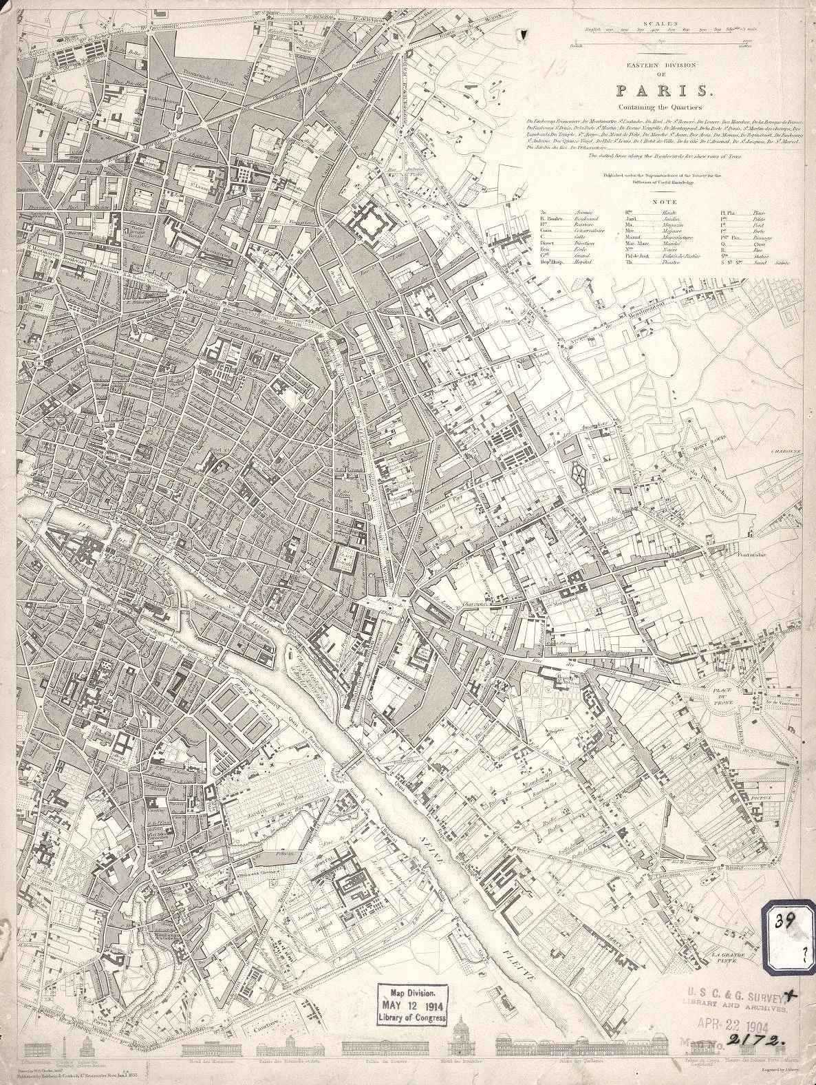 1833 Paris Map Print