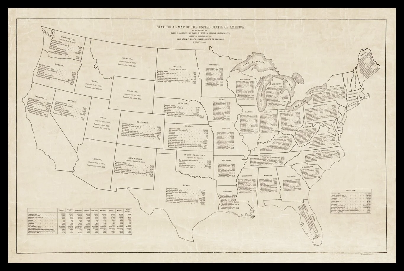 1888 Statistical United States Map