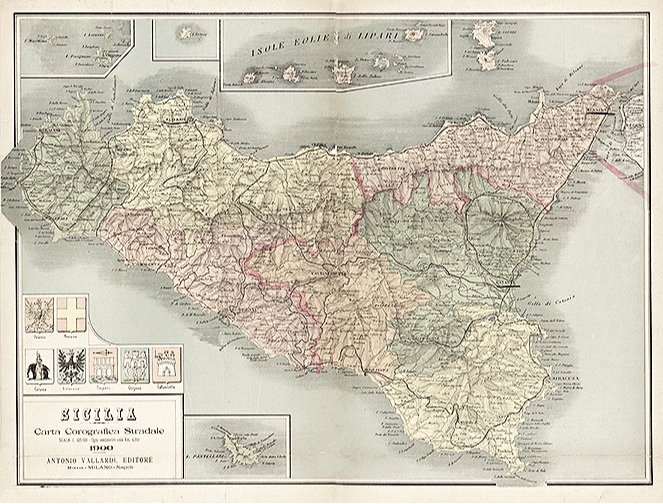 1900 Sicily Italy Antique Map