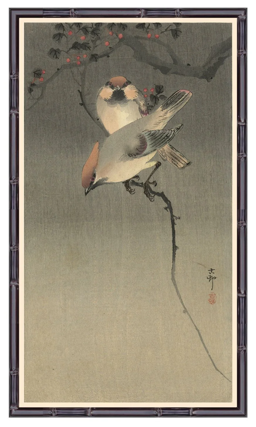 birds antique asian print