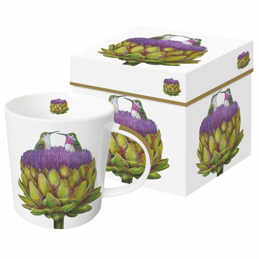 vicki sawyer hummingbirds love at first artichoke gift mug