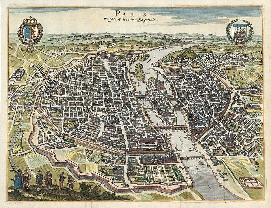Antique 1620 Paris  Map Print