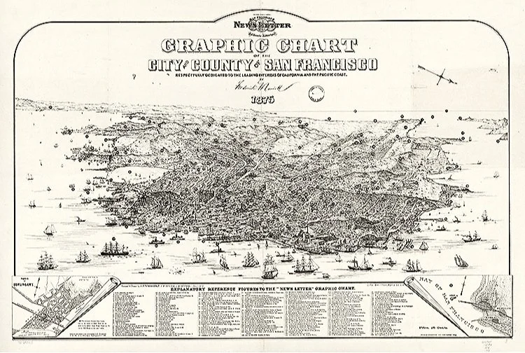1875 San Franciso Antique California Map