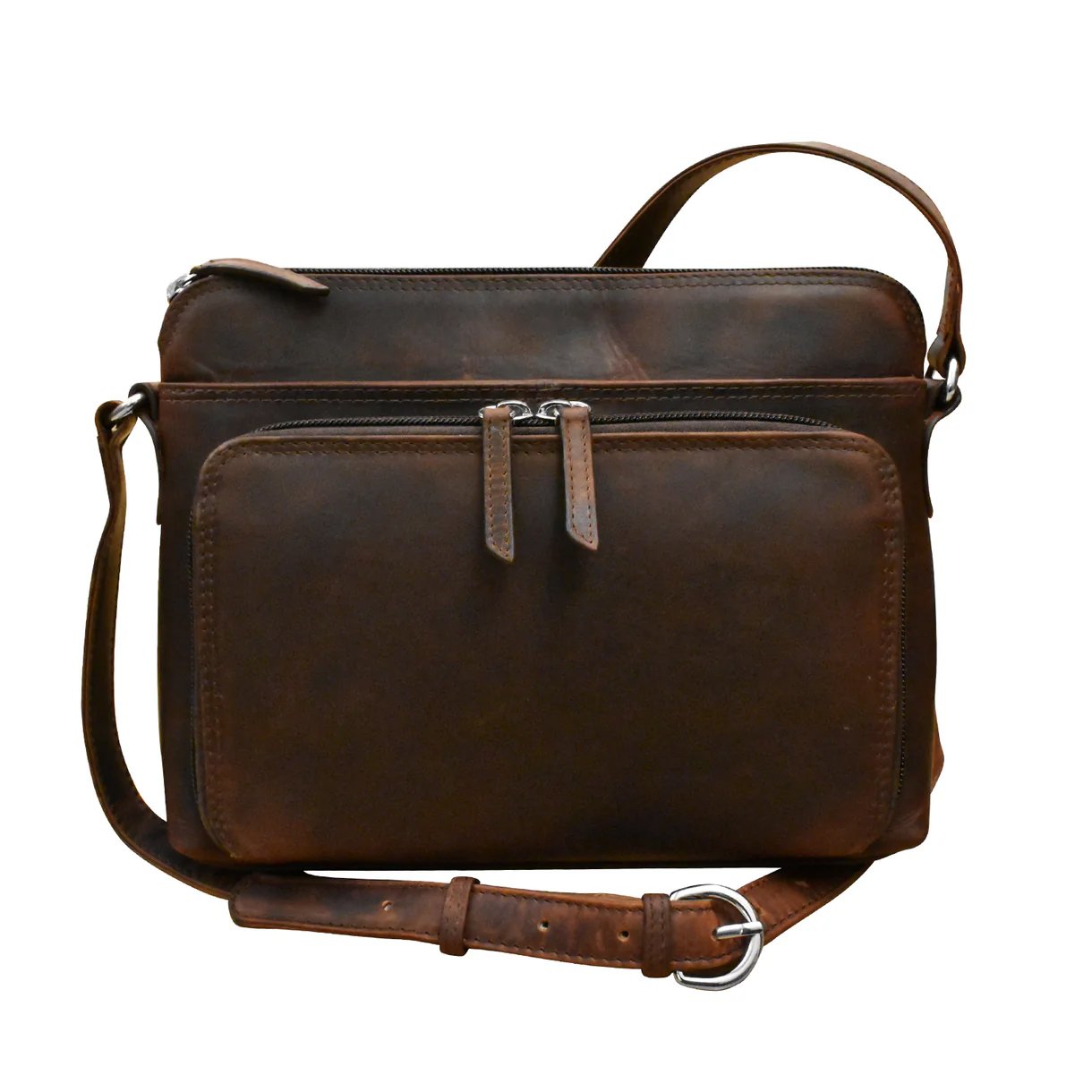 chocolate leather crossbody organizer handbag