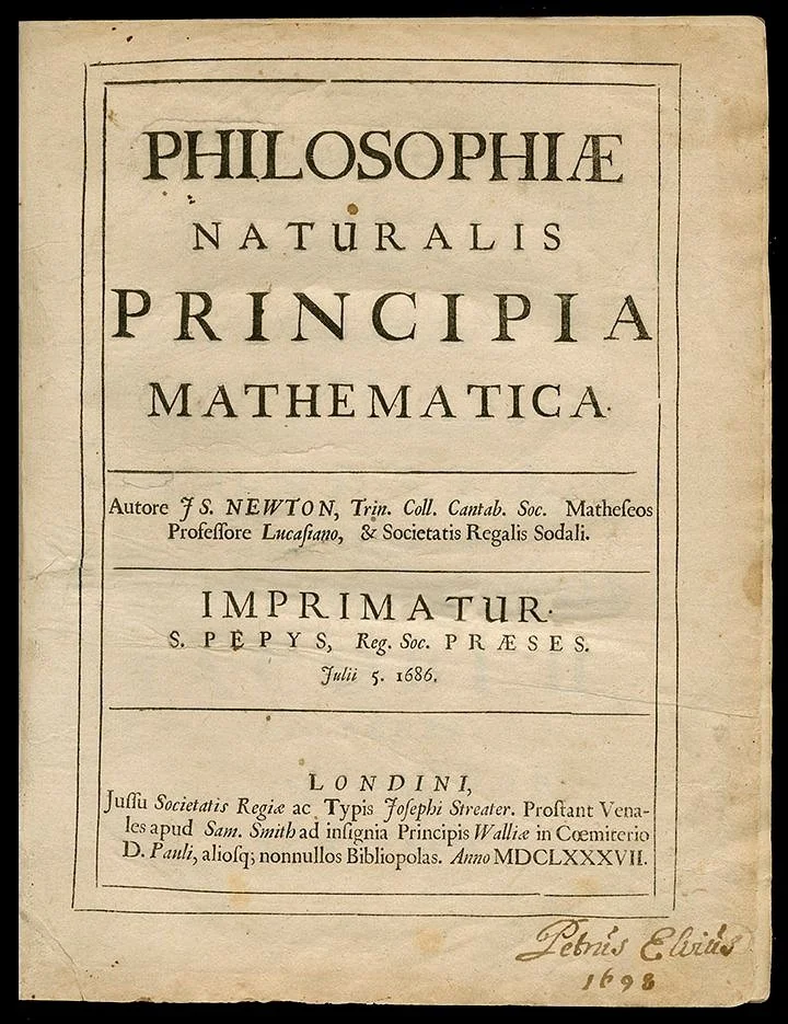 isaac newton mathematica frontispiece vintage ephemera poster