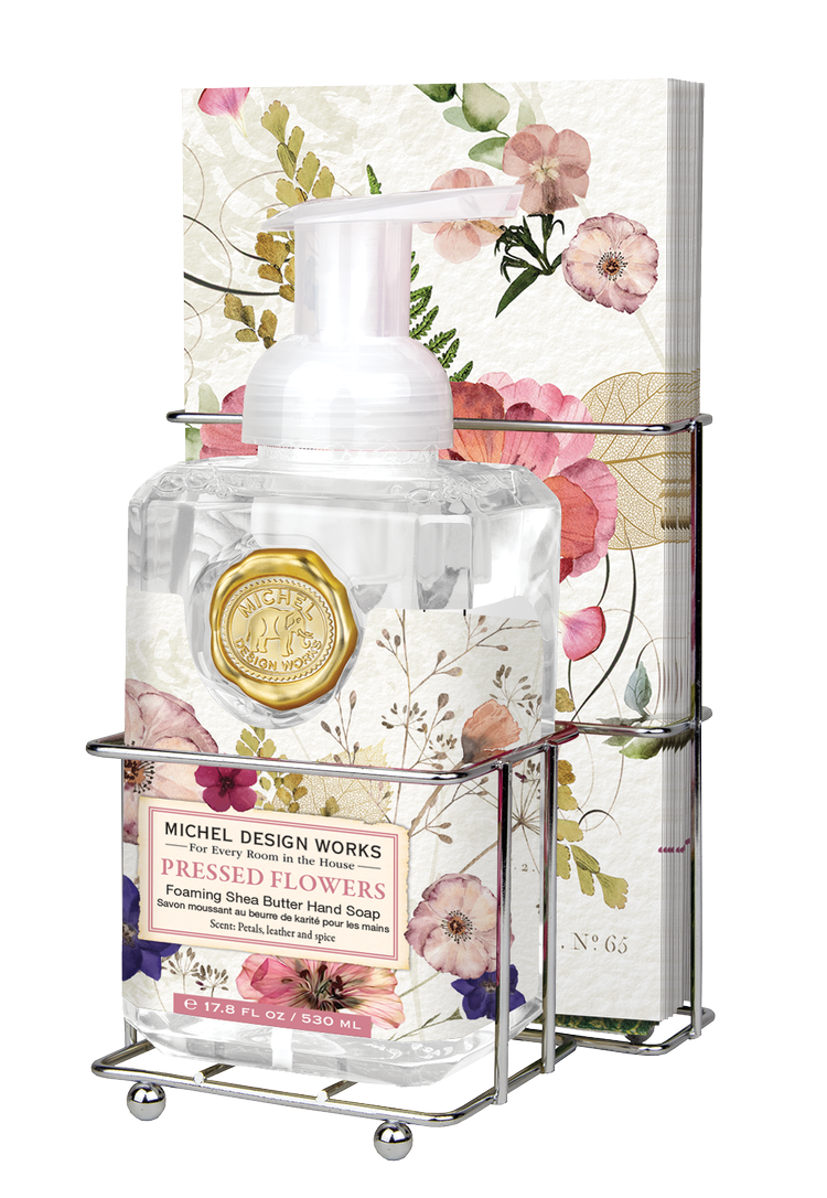 michel-design-works-Pressed-Flowers-Foaming-Hand-Soap-Hostess-Napkin-Set-museum-outlets.webp