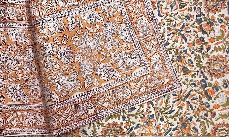 rashmi orange hand block printed table runner