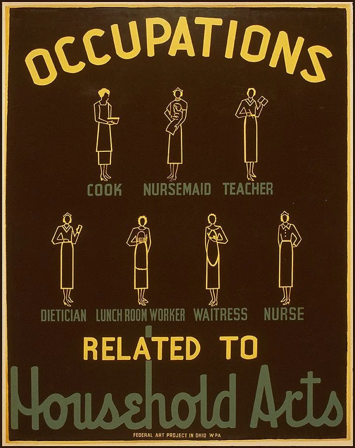 occupation of household arts vintage wpa poster