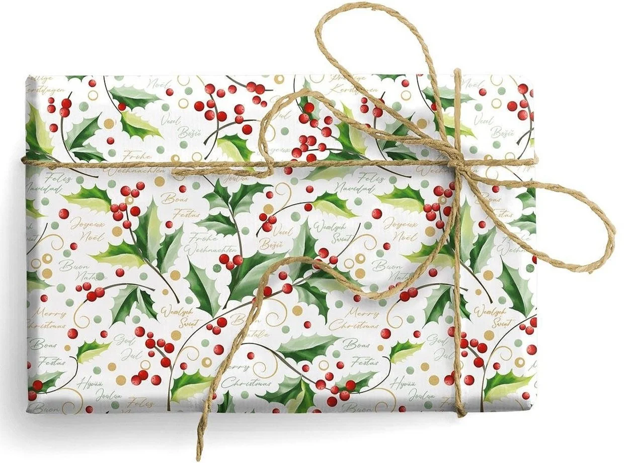 Christmas Holly Berry Italian Gift Wrap