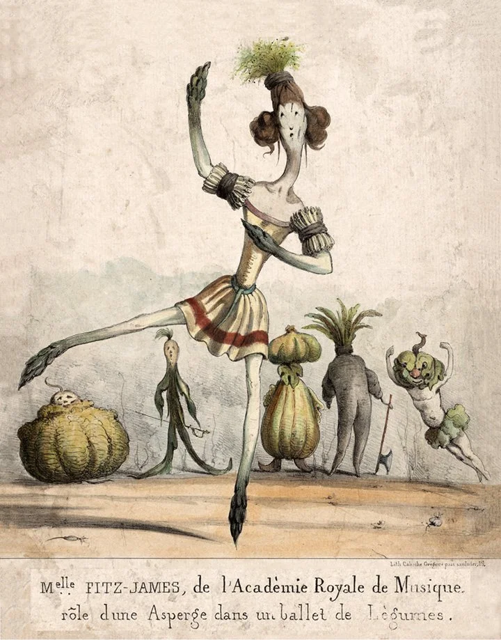 Asparagus Ballet Vintage French Ephemera Poster or Card