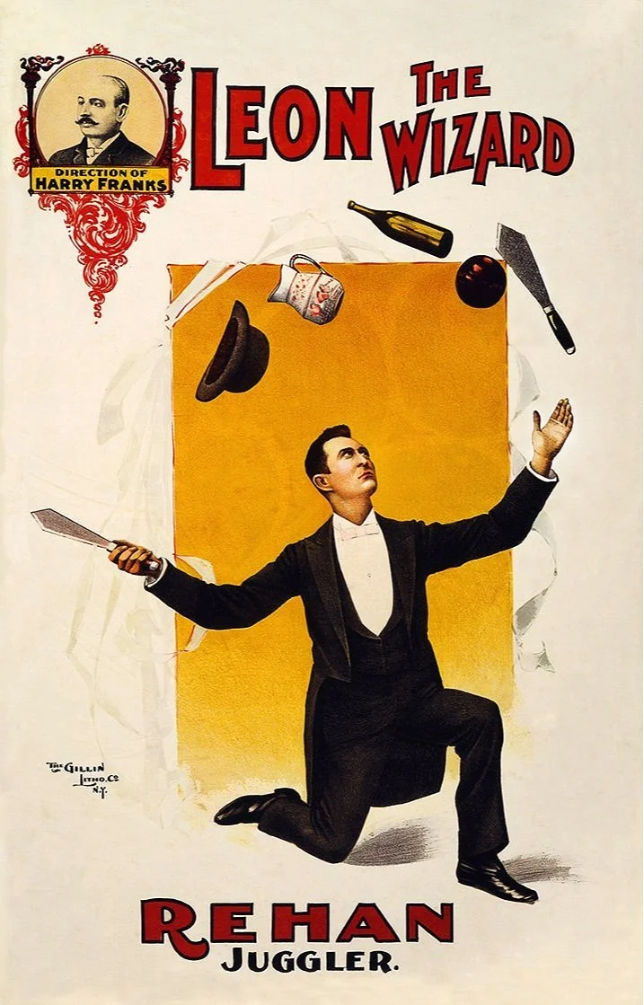 Leon the Wizard Juggler Vintage Magic Posters