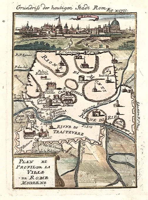 Rome Italy Antique Map 1719