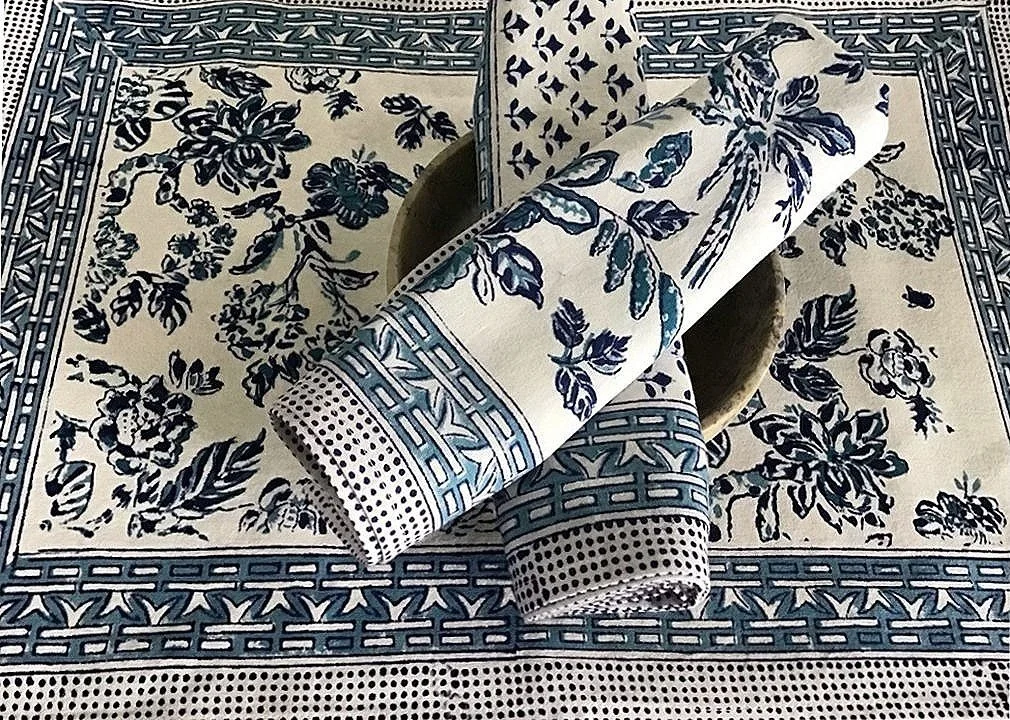 bird of paradise hand block print placemats india