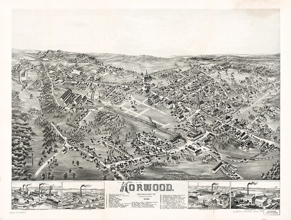 1882 Norwood Antique Massachusetts Map