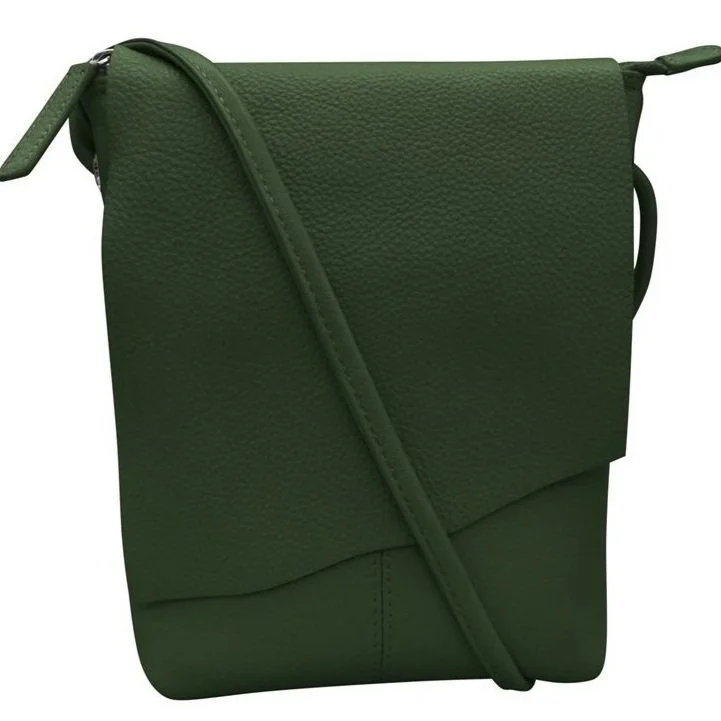 Hunter Green Small Leather Messenger Bag — MUSEUM OUTLETS display picture 1