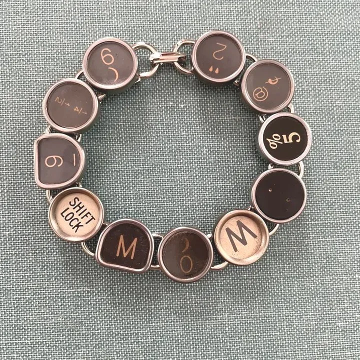 mom handmade vintage typewriter keys bracelet