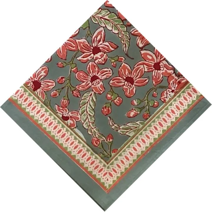 Edit frangipani hand block printed tablecloth, napkins and table runners