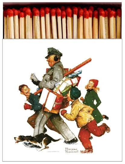 norman rockwell jolly santa decorative boxed matches