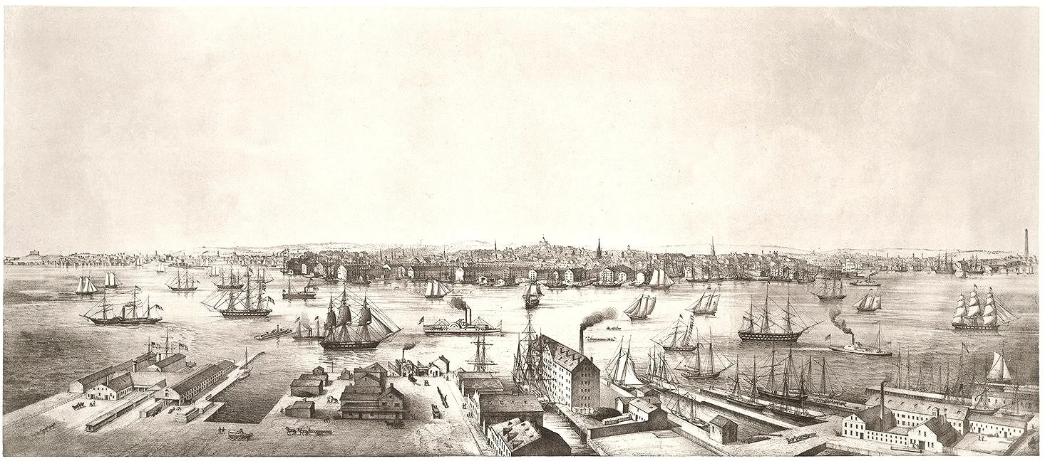 1848 Antique Boston Shoreline Print