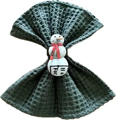 snowman holiday napkin ring recycled metal