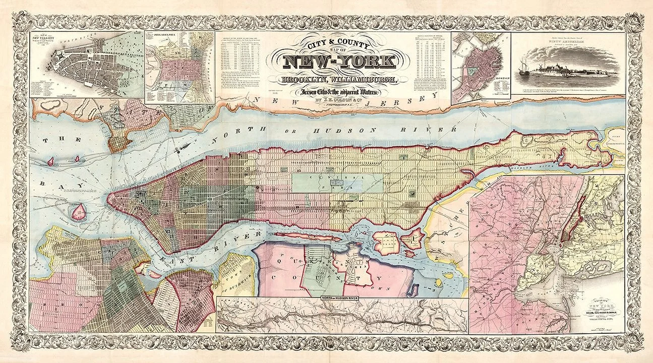 1857 New York and the Rivers Map