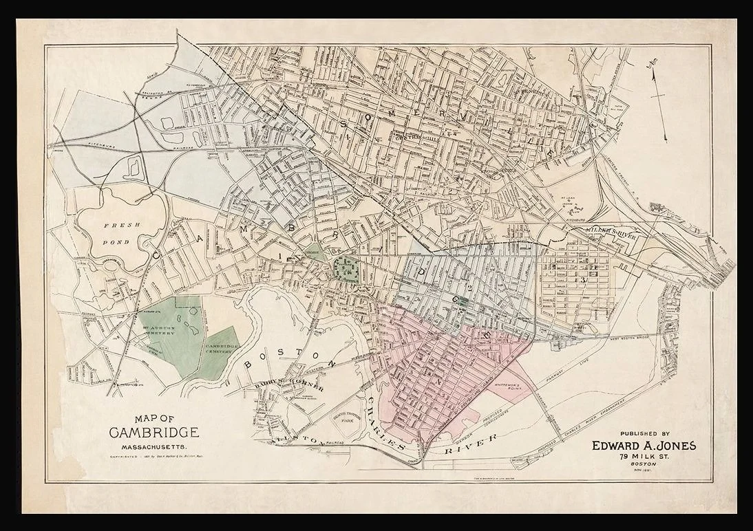 1891 Antique Cambridge Massachusetts Map