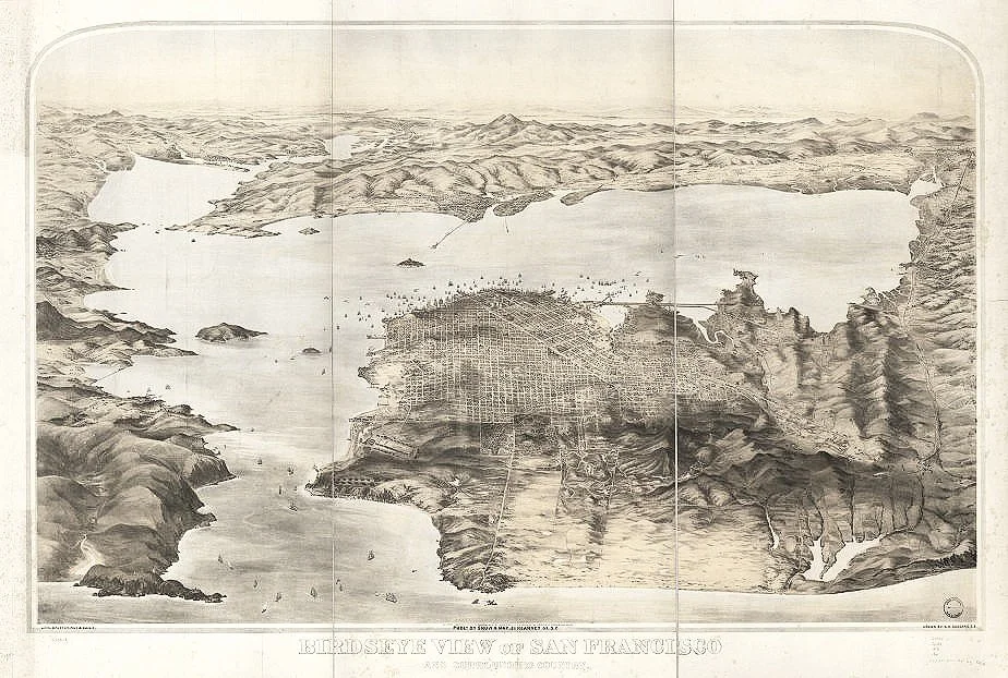 1876 San Francsio Antique California Map