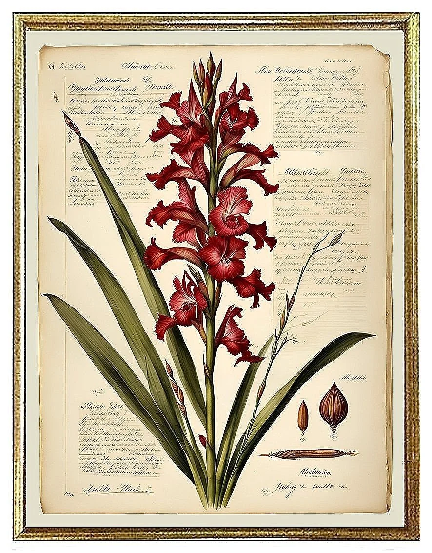 Gladiolus Antique Botanical Print