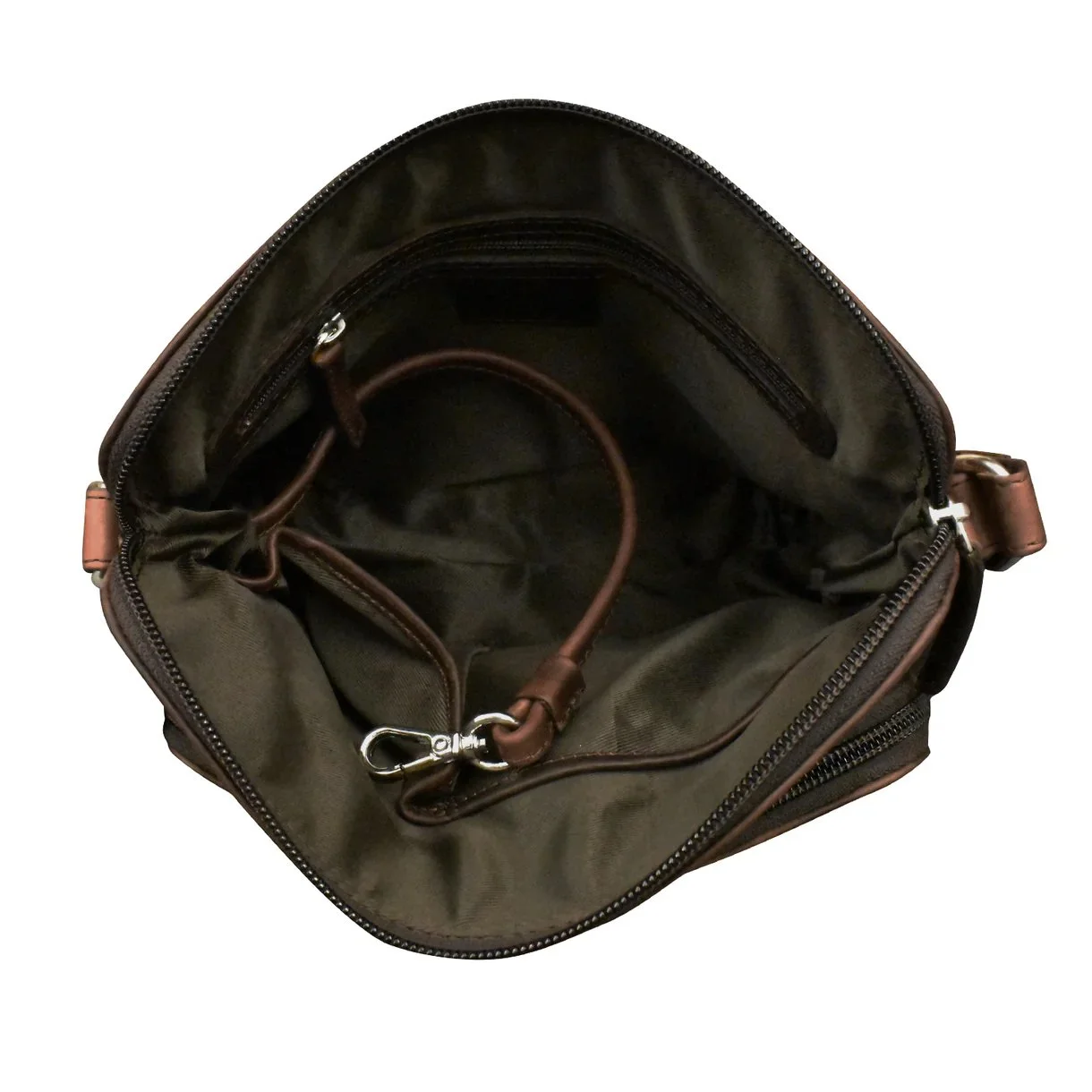 chocolate leather crossbody organizer handbag