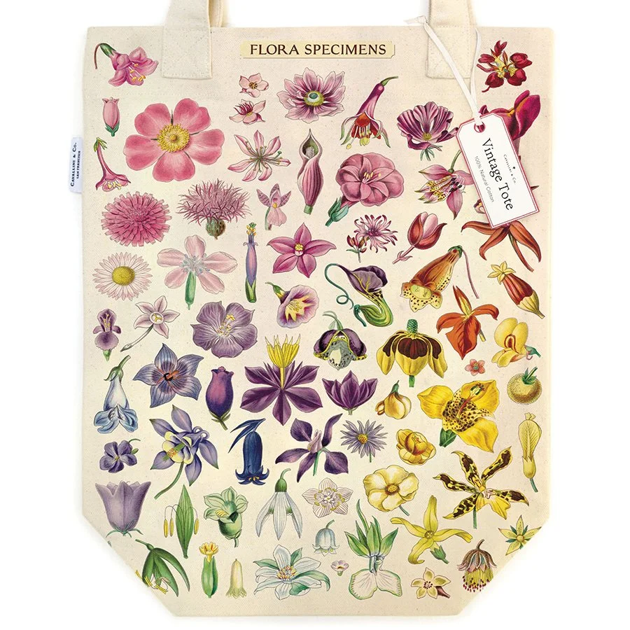 flora specimen cavallini canvas tote bag