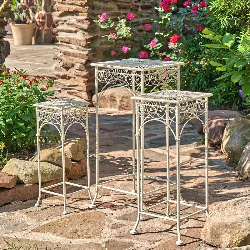 antique white metal plant stands  MUSEUM OUTLETS