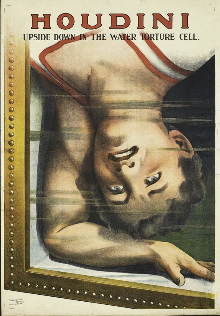 Houdini Water Torture Cell Vintage Magic Poster