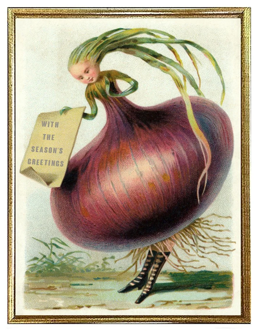 Onion Girl Antique Postcard Vintage Ephemera Print