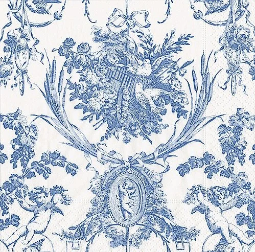 blue toile decorative cocktail lunch guest dinner napkins