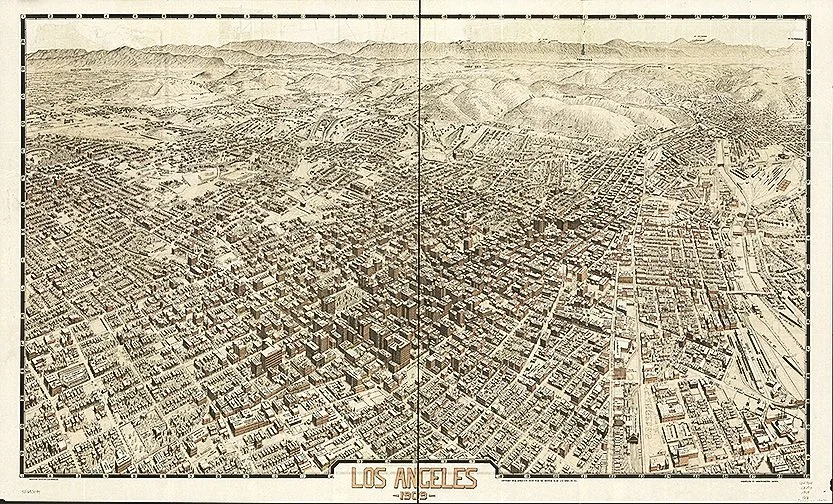1909 Los Angeles Antique California Map