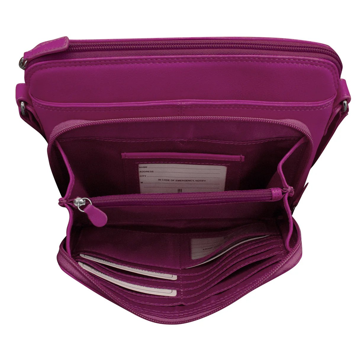orchid crossbody leather organizer handbag