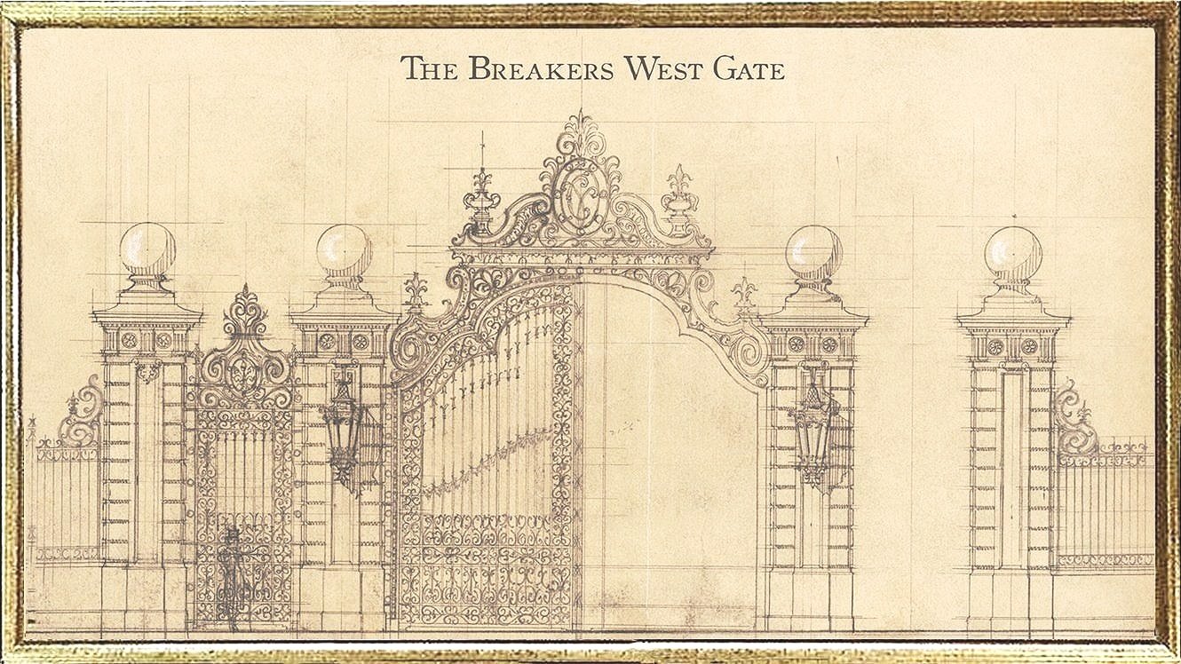 The Breakers West Gate Vintage Architectural Print
