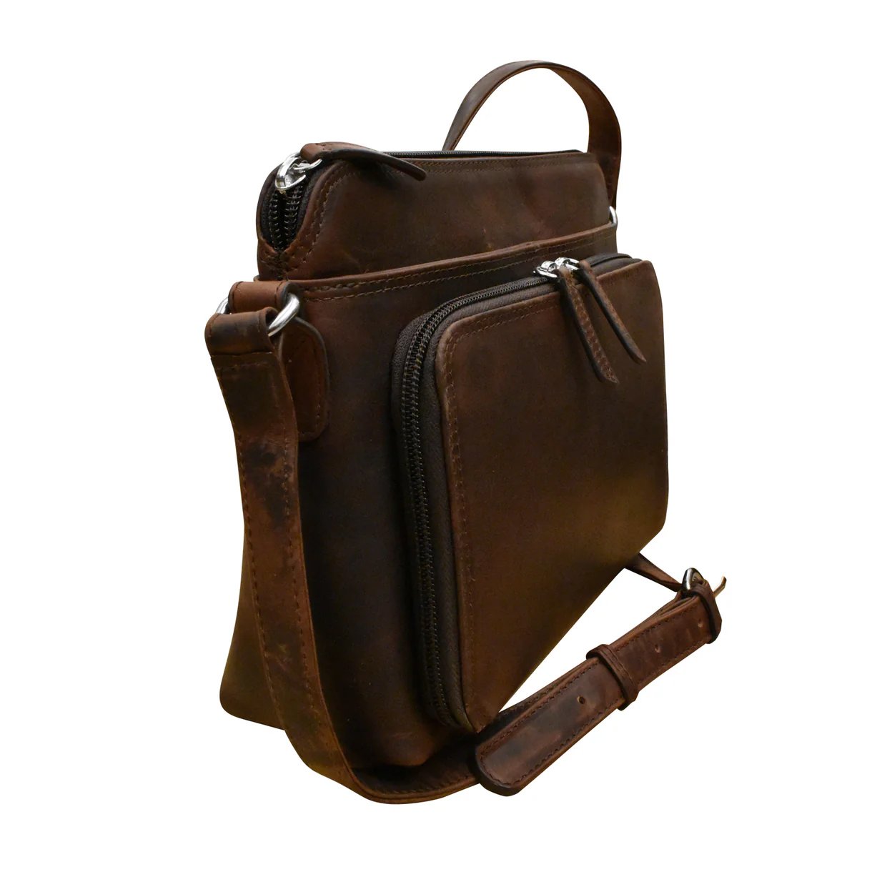 chocolate leather crossbody organizer handbag