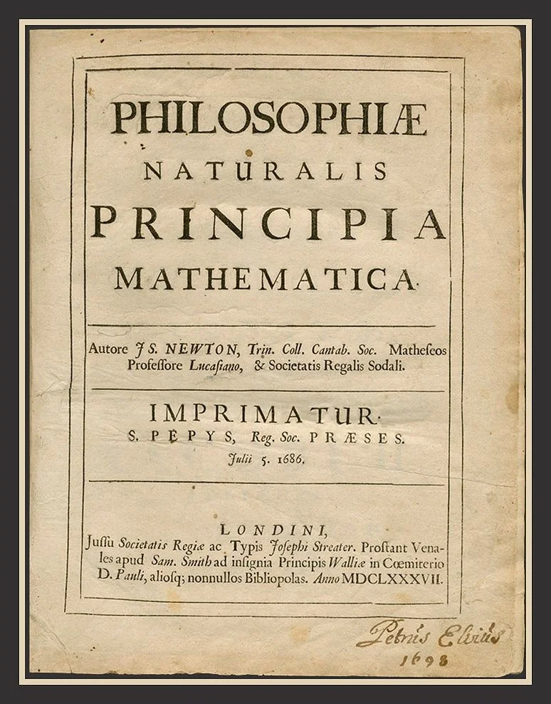 isaac newton mathematica frontispiece vintage ephemera poster