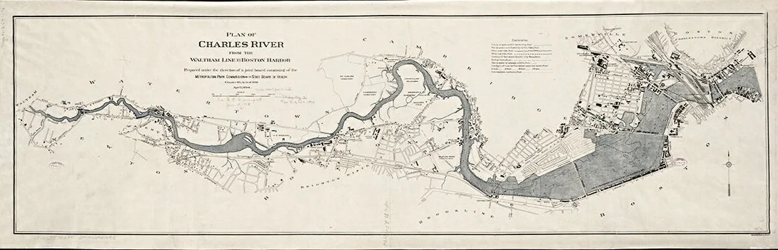1894 Charles River Antique Boston Massachusetts Map