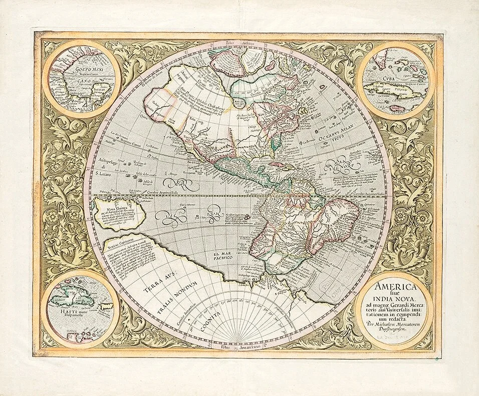 1633 Antique America World Map