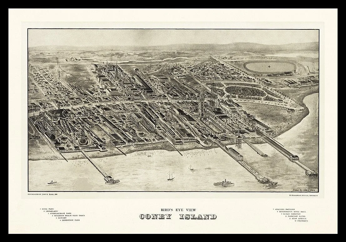 1906 Coney Island Antique New York Map