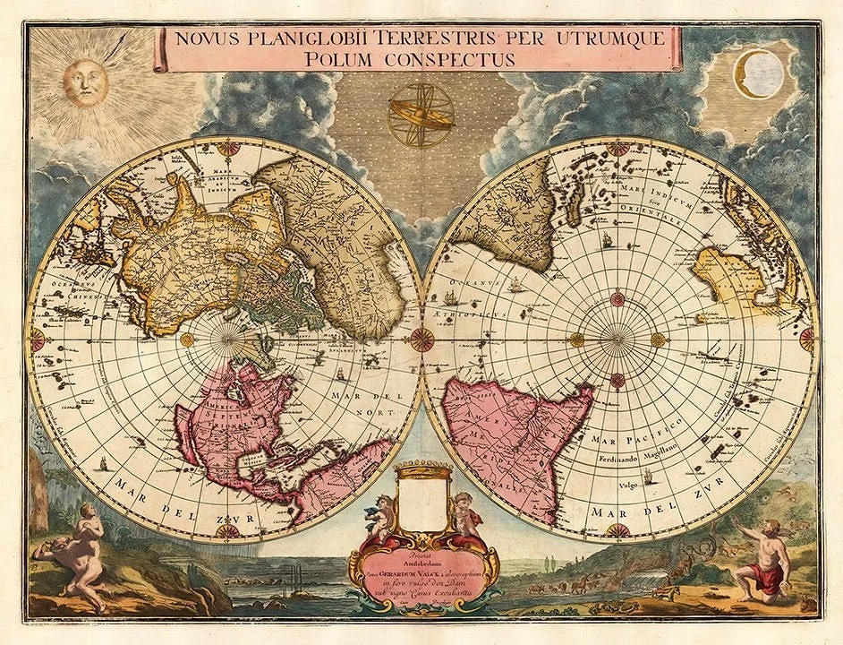 1694 Old World Map Antique Map