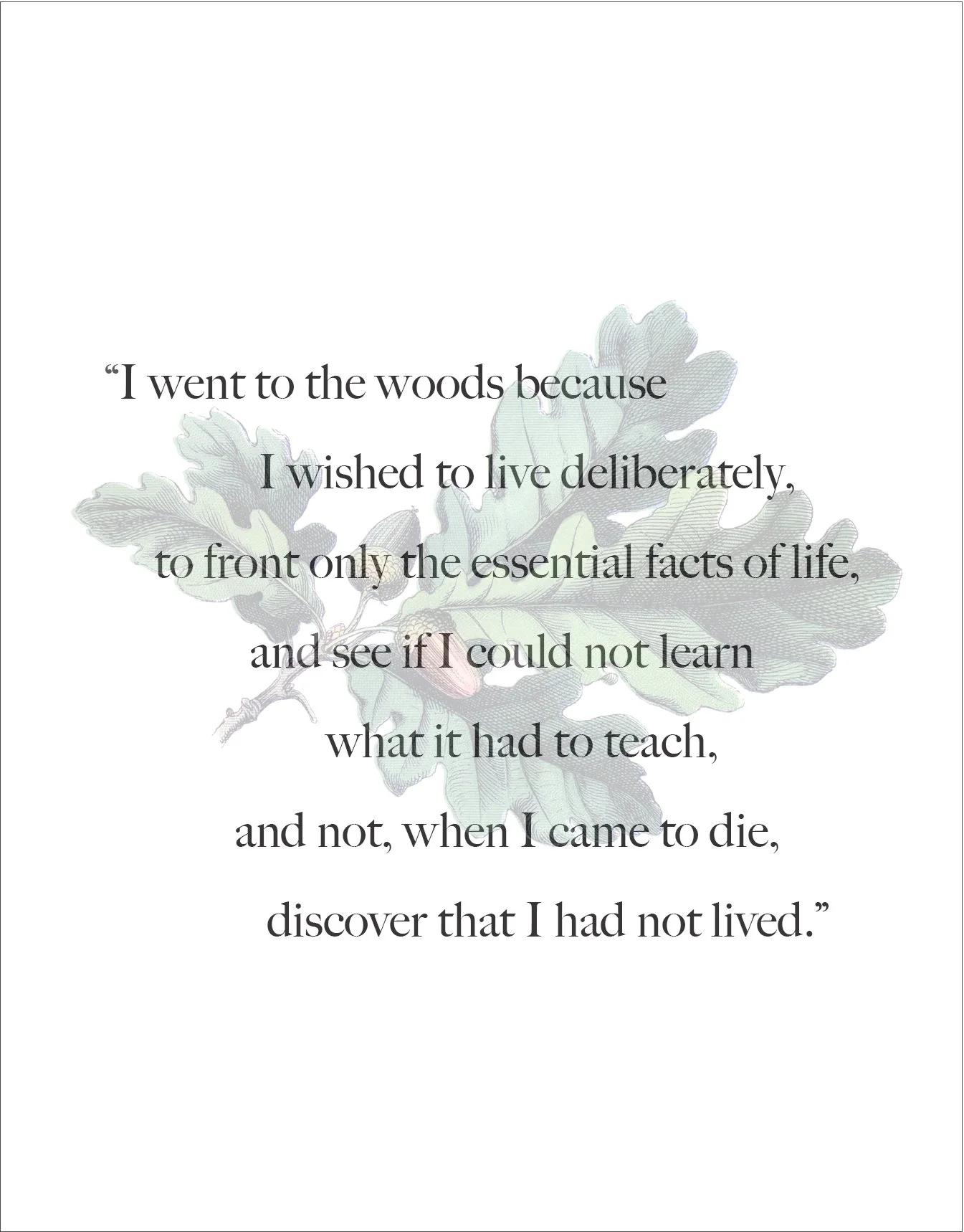 thoreau walden live deliberately quote notecard