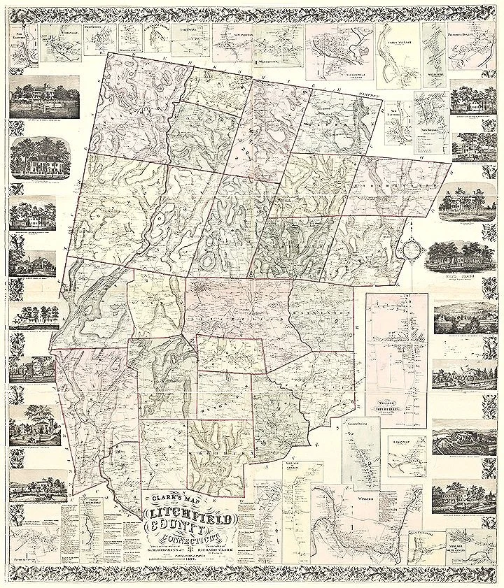1859 Litchfield County Antique Connecticut Map