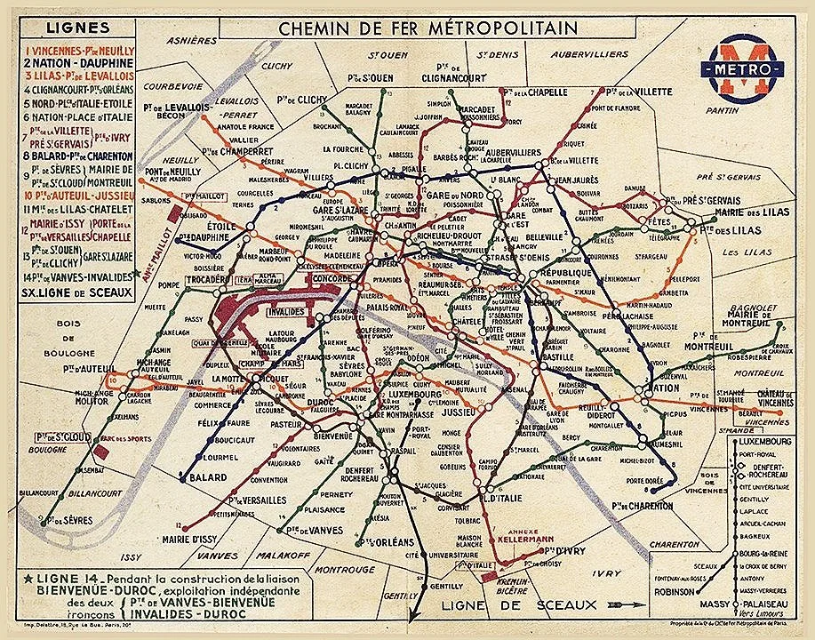 vintage paris metro map print (Copy)
