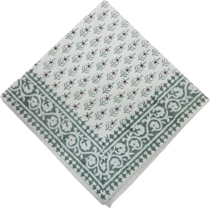 Winterberry holiday tree hand block printed tablecloth, napkins