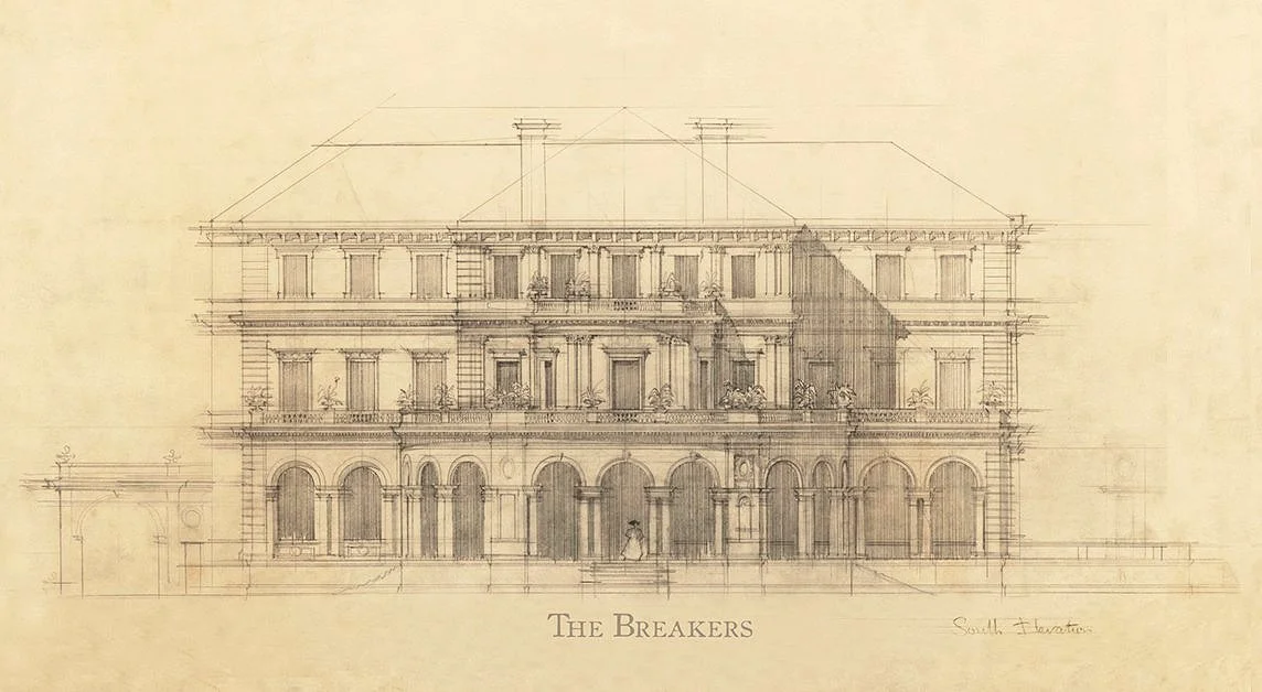 The Breakers Newport Mansion Vintage Architectural Print