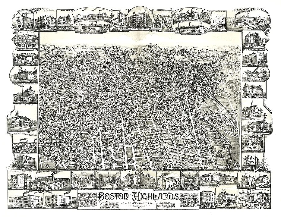 Antique Boston Map 1888 Unique Wall Art