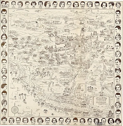 1937 antique hollywood starland california map